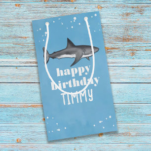 Petit Sac Cadeau Joyeux Anniversaire Whimsical Blue Ocean Sharks Am