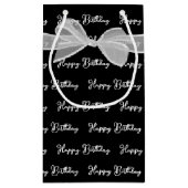 Petit Sac Cadeau Joyeux Bow Anniversaire sur Noir (Dos)