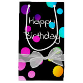 Petit Sac Cadeau Joyeux bow d'anniversaire sur les points (Devant)