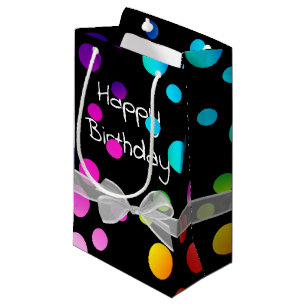 Petit Sac Cadeau Joyeux bow d'anniversaire sur les points
