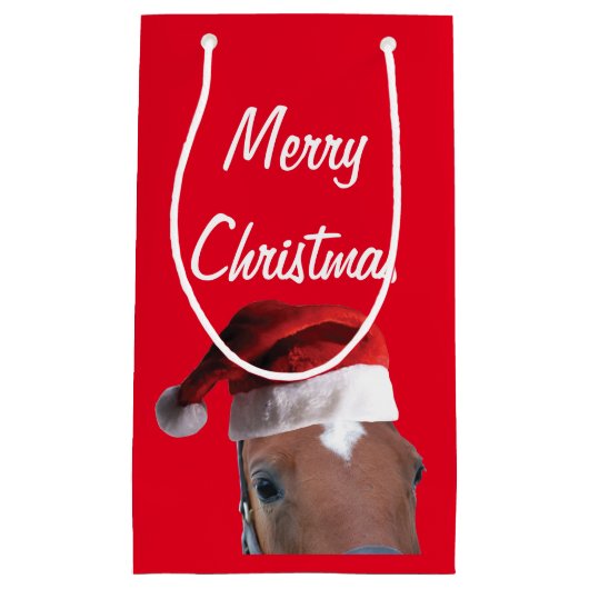 Petit Sac Cadeau Joyeux Cheval de Noël (Devant)