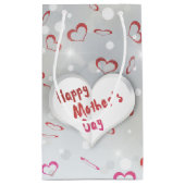 Petit Sac Cadeau Joyeux coeur de papier 3D de la Fête des Mères (Dos)
