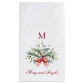 Petit Sac Cadeau Joyeux et brillant rouge Monogramme Vacances verdu (Dos)