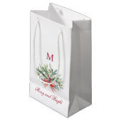 Petit Sac Cadeau Joyeux et brillant rouge Monogramme Vacances verdu (Devant Angle)