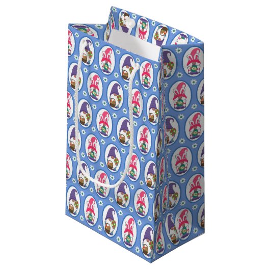 Petit Sac Cadeau Joyeux Gnomes de Pâques (Devant Angle)