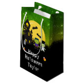 Petit Sac Cadeau Joyeux Halloween Monstres Green (Dos Angle)