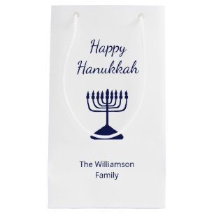 Petit Sac Cadeau Joyeux Hanoukka Blue Menorah Holiday