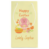 Petit Sac Cadeau Joyeux lapin rose de Pâques (Dos)