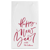 Petit Sac Cadeau Joyeux lettrage manuel de nouvelle année en rouge (Dos)