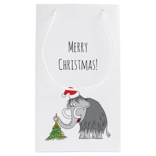 Petit Sac Cadeau Joyeux Noël Arbre mignon Mammoth Santa Hat Petit (Dos)
