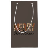 Petit Sac Cadeau "Joyeux Noël" Bloc de couleur moderne Leopard Boho (Dos)