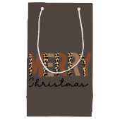 Petit Sac Cadeau "Joyeux Noël" Bloc de couleur moderne Leopard Boho (Devant)