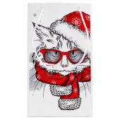 Petit Sac Cadeau Joyeux Noël de chat blanc mignon (Dos)