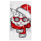 Petit Sac Cadeau Joyeux Noël de chat blanc mignon (Devant)