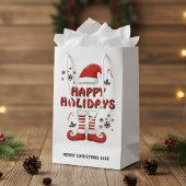 Petit Sac Cadeau Joyeux Noël Elf Bottes Père Noël Casquette Blanc