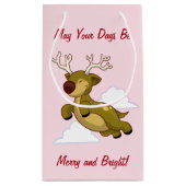 Petit Sac Cadeau Joyeux Noël Flying Reindeer mignonne (Dos)