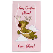 Petit Sac Cadeau Joyeux Noël Flying Reindeer mignonne (Devant)