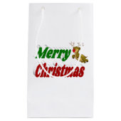 Petit Sac Cadeau Joyeux Noël Flying Reindeer typographie (Devant)
