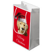 Petit Sac Cadeau Joyeux Noël Golden Retriever (Dos Angle)