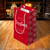 Petit Sac Cadeau Joyeux Noël mignon Whimsical Red Snowflake