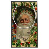 Petit Sac Cadeau Joyeux Noël Père Noël classique antique (Dos)