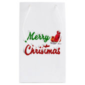 Petit Sac Cadeau Joyeux Noël Père Noël Sleigh rouge vert script (Dos)