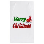 Petit Sac Cadeau Joyeux Noël Père Noël Sleigh rouge vert typographi (Dos)