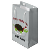 Petit Sac Cadeau Joyeux Noël! père Noël Turtle (Devant Angle)