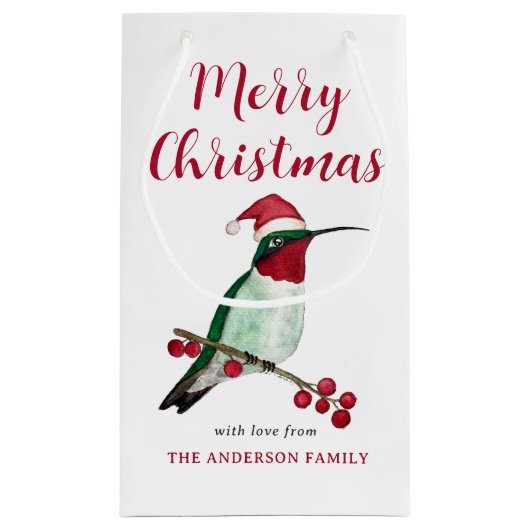 Petit Sac Cadeau Joyeux Noël personnalisé Père Noël Hummingbird (Dos)