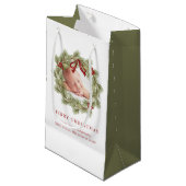 Petit Sac Cadeau Joyeux Noël Photo Aquarelle Verdure Wreath (Devant Angle)