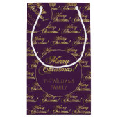 Petit Sac Cadeau Joyeux Noël Purple Faux Gold Foil Script (Dos)