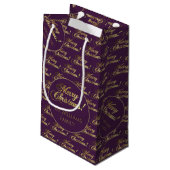 Petit Sac Cadeau Joyeux Noël Purple Faux Gold Foil Script (Dos Angle)