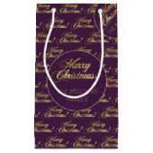 Petit Sac Cadeau Joyeux Noël Purple Faux Gold Foil Script (Devant)