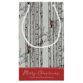 Petit Sac Cadeau Joyeux Noël Rouge Cardinal Oiseau & Birch Tree (Dos)