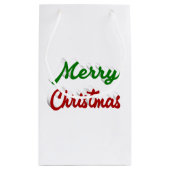 Petit Sac Cadeau Joyeux Noël rouge et vert script (Dos)