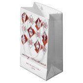 Petit Sac Cadeau Joyeux Noël Rouge moderne Flammes de neige (Devant Angle)