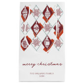 Petit Sac Cadeau Joyeux Noël Rouge moderne Flammes de neige (Devant)