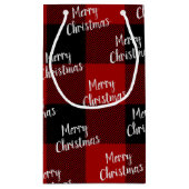 Petit Sac Cadeau Joyeux Noël rouge noir buffle plaid (Dos)