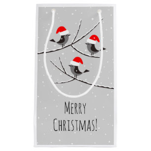 Petit Sac Cadeau Joyeux Noël Rouge Père Noël Oiseaux de chapeau Nei