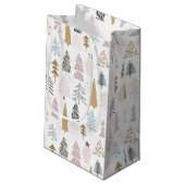 Petit Sac Cadeau Joyeux Noël Rustique Agritourisme Arbres d'hiver (Dos Angle)
