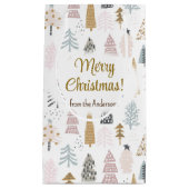 Petit Sac Cadeau Joyeux Noël Rustique Agritourisme Arbres d'hiver (Devant)