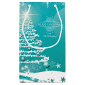 Petit Sac Cadeau Joyeux Noël Snowflakes Arbre Fleurs & Étoiles (Dos)