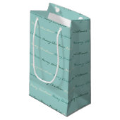 Petit Sac Cadeau Joyeux Noël turquoise (Devant Angle)