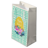 Petit Sac Cadeau Joyeux oeuf de Pâques rustique plaid à l'orange (Dos Angle)