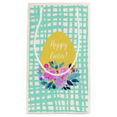 Petit Sac Cadeau Joyeux oeuf de Pâques rustique plaid à l'orange (Devant)