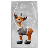 Petit Sac Cadeau Joyeux orignal de Noël portant un casquette (Dos)