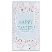 Petit Sac Cadeau Joyeux Pâques bleu pâle mignon lapins péeking drôl (Devant)