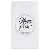 Petit Sac Cadeau Joyeux Pâques noir blanc coeurs script personnalis (Dos)