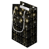 Petit Sac Cadeau Joyeux phares scintillants d'anniversaire sur noir (Dos Angle)