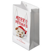Petit Sac Cadeau Joyeux Pitmas, chien mignon de pitbull de Père (Devant Angle)